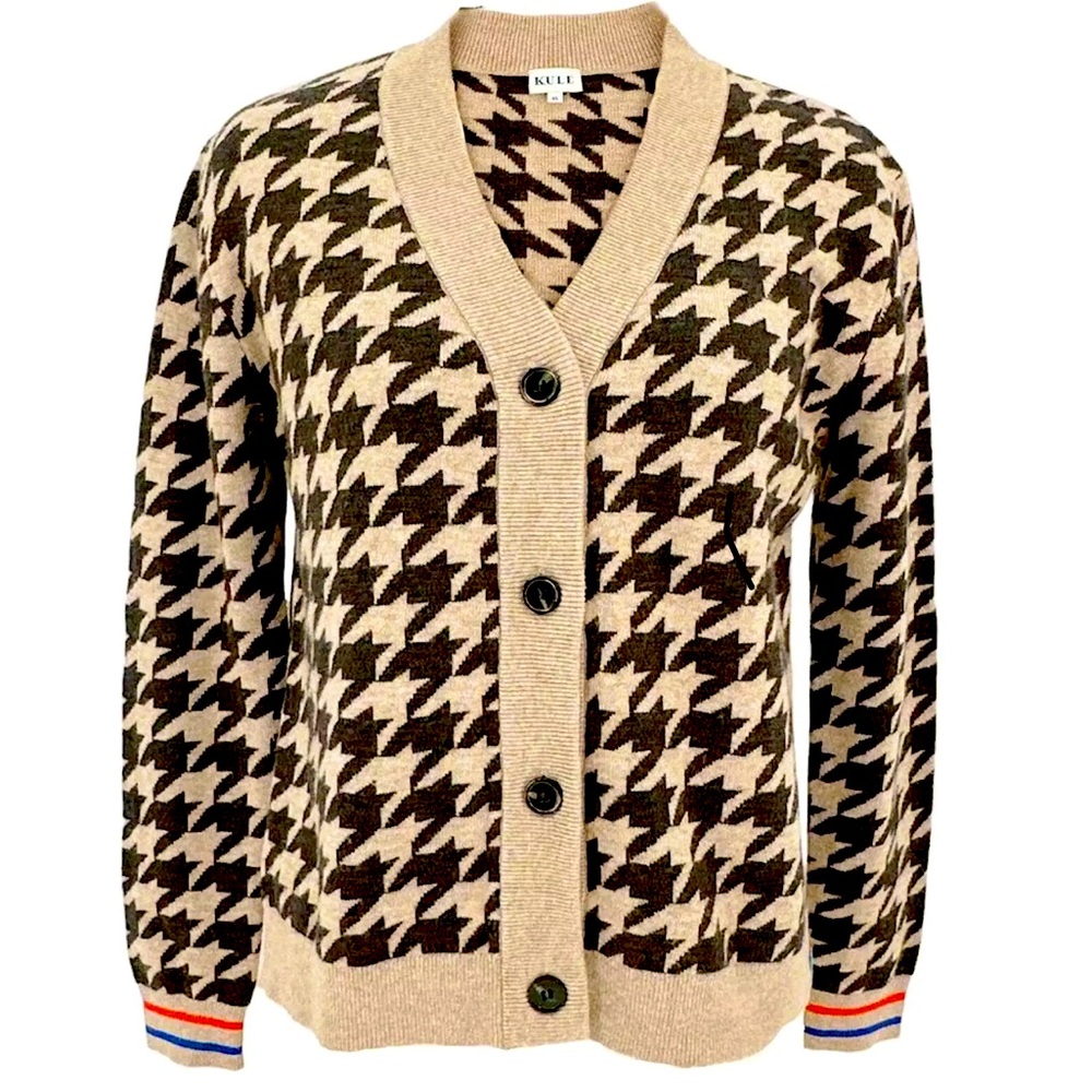 KULE Revolve houndstooth cashmere wool blend cardigan Sz M